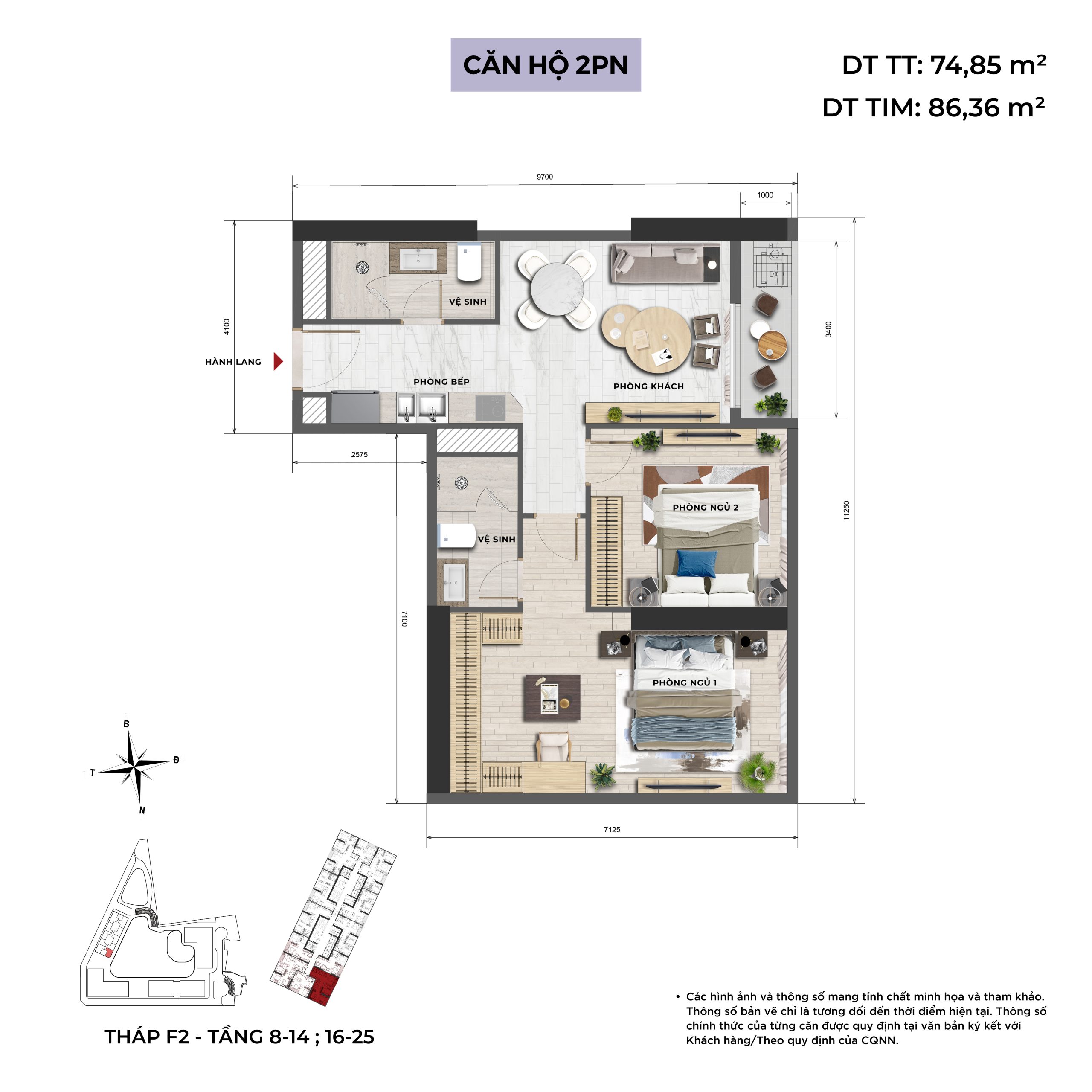 Sun Glory Residence 23 layout-can-ho-2-phong-ngu-sun-glory-residence